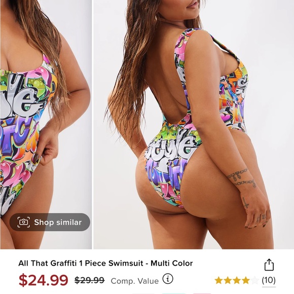 Multi Color 1 Piece Swimsuit - Picture 6 of 7